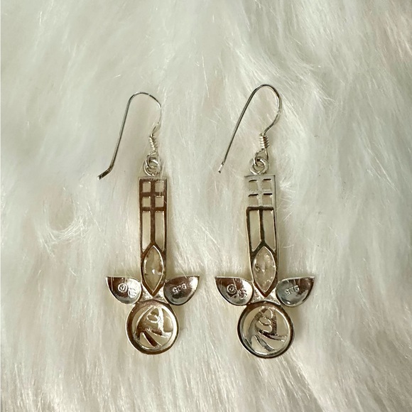 SALE! NIB 925 STERLING SILVER ROCK CRYSTAL ANGEL DANGLE EARRINGS - Picture 5 of 7